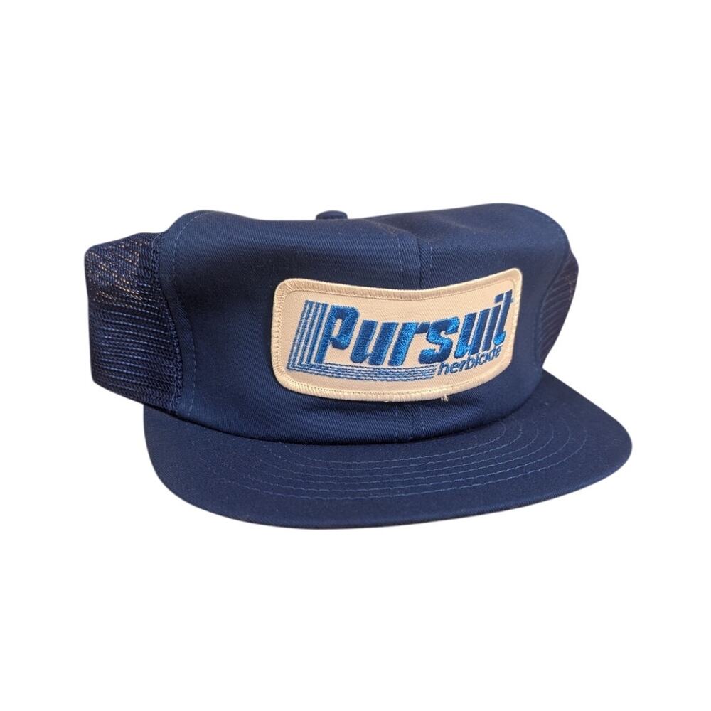 Vintage Pursuit Herbicide Agriculture Trucker Hat Blue Mesh Snapback Cap USA